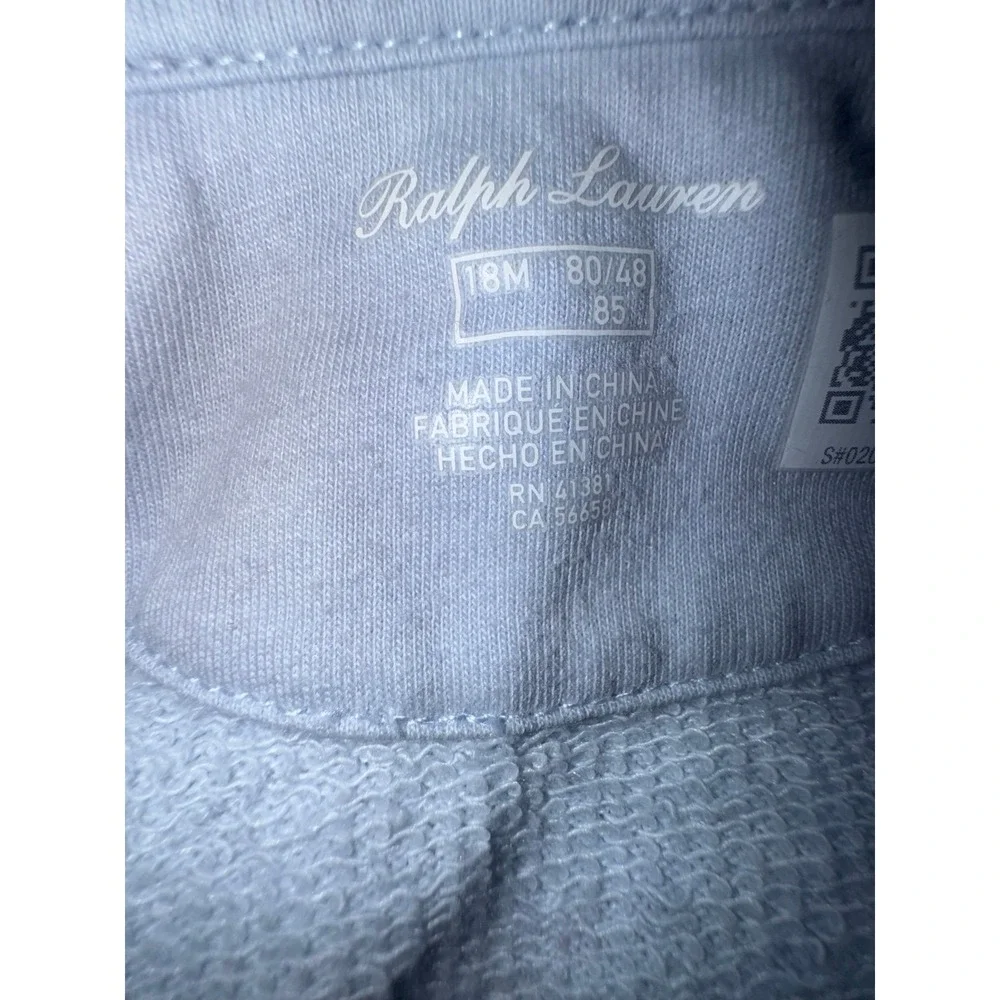 Ralph Lauren light blue baby zip up hoodie infant size 18 months flawed‎